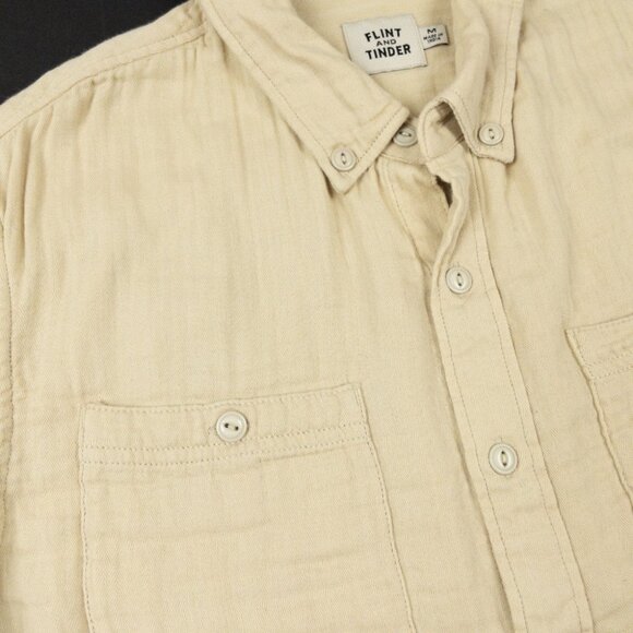 Flint And Tinder Double Gauze Shirt Men's Medium Casual Huckberry Light Yellow - Picture 5 of 14